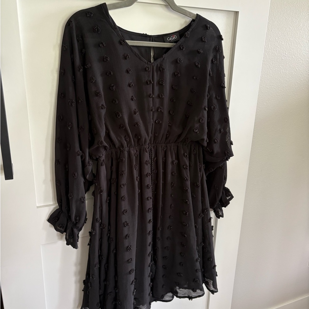 Black Swiss Dot Women's Dress | Large